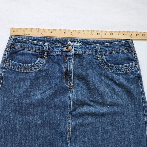 Boden Denim Jean A-Line Skirt Pockets Blue Casual Preppy Academic Cute Size 14 - Picture 10 of 11